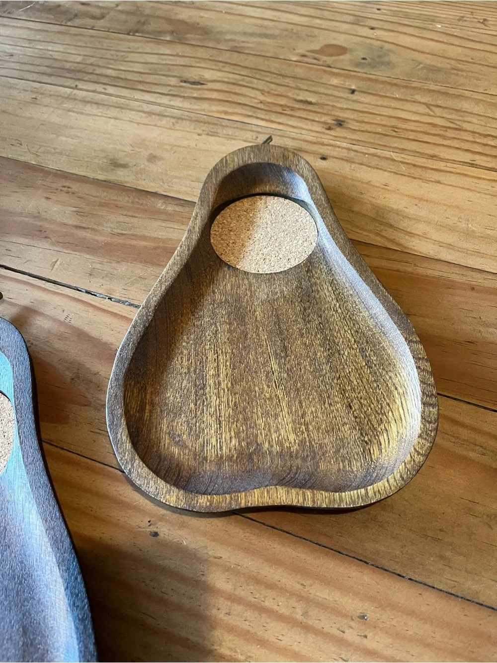 Vintage MCM Wood Pear Shaped Coaster Snack Tray Set of 4